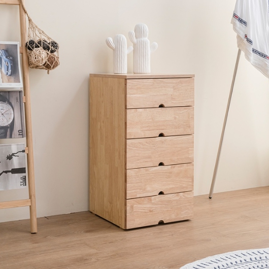 셀레스타  미니원목 5단 고무나무 서랍장 400