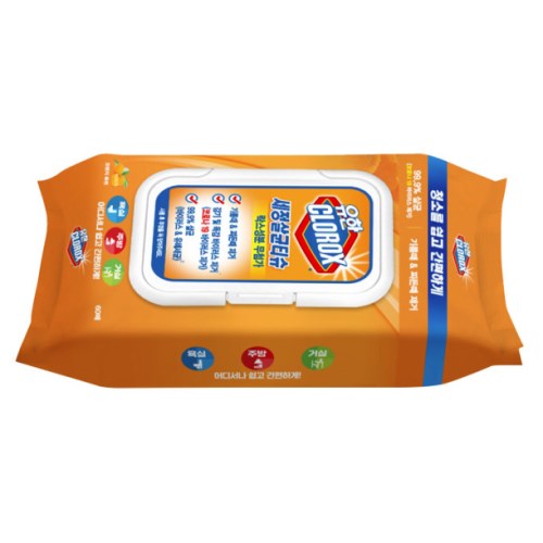 유한크로락스 세정살균티슈 오렌지 퓨전 캡형 60매 (4팩)