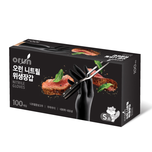 오런 니트릴 위생장갑 블랙 S 100매