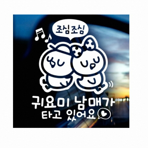 제제데코 조심조심 삐약이 귀요미 남매가 타고 있어요 (일반스티커)_이미지