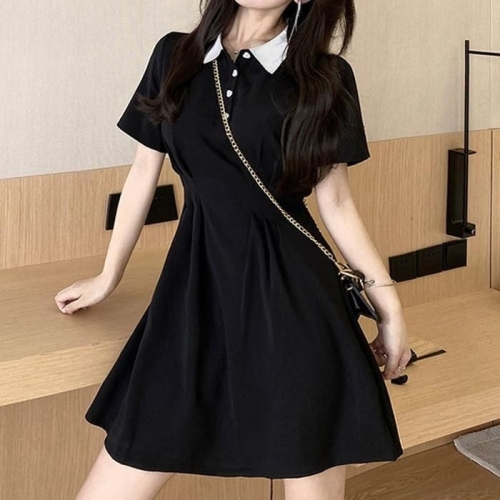 오노마 ONM 블랙 미니 원피스 하객룩 데이트룩 여성 카라 반 39912080_이미지