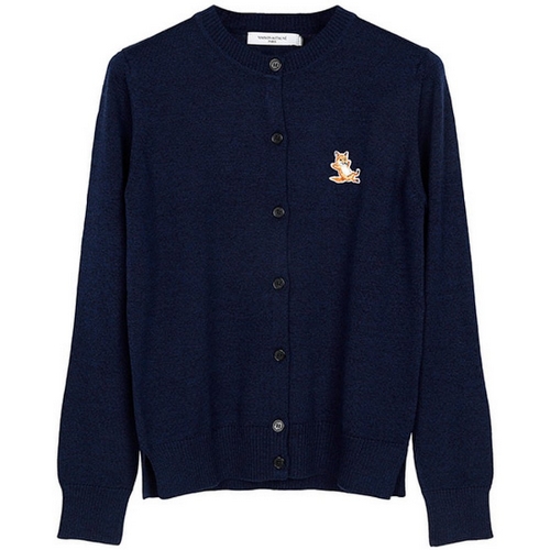 메종키츠네 칠랙스 폭스 패치 어드저스티드 울 가디건 IW00528KT1036 (H481, 네이비 멜란지)