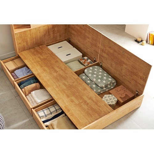 그림같은집 라썸 원목 수납 LED침대 SS (파워본넬스프링)_이미지