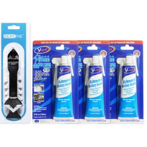 브이텍 홈실리콘 바이오 VT-132 75g 3개 + 제로원 실리콘 스크래퍼 Z1-502