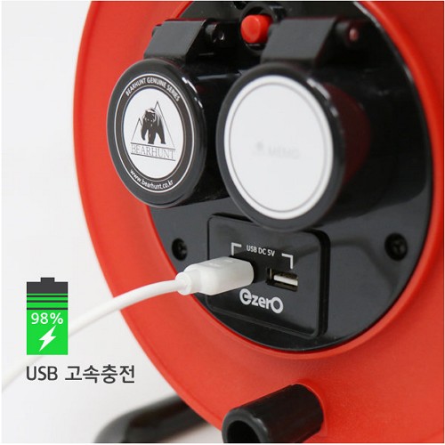 베어헌트 2구 USB 방우형 가이드 장착 캠핑 릴선 (30m)_이미지