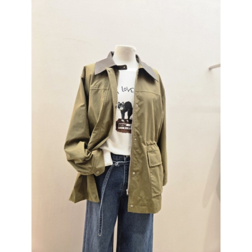 SC3UJ80 카라 배색 허리 스트링 야상 점퍼
