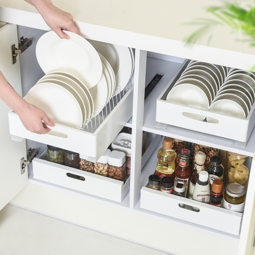 마마무드 싱크대선반 하부장  레일 슬라이딩접시 그릇 정리대 S