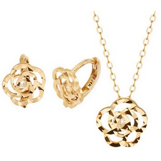 골드리아 14K 로즈반짝 목걸이 귀걸이 세트_이미지
