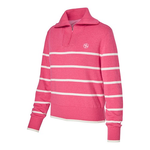 젝시믹스 스트라이프 하프집업 니트 XGFKT02J3_이미지