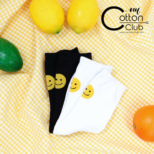 여성 해피 스마일 무지 중목 양말 W2306 3족