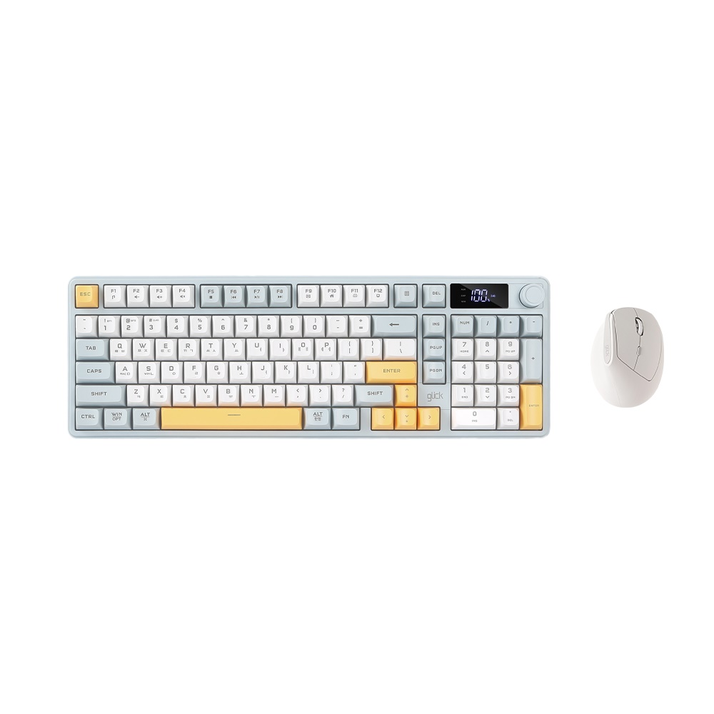 지클릭커 오피스프로 WMK560 LCD 사일런스M 무선 키보드 마우스 세트 98 (Navy Blue)_이미지