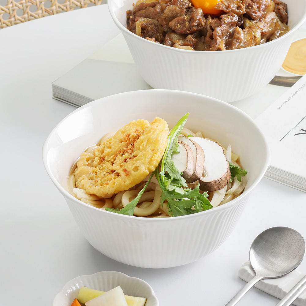 순백 화이트 도자기 면기