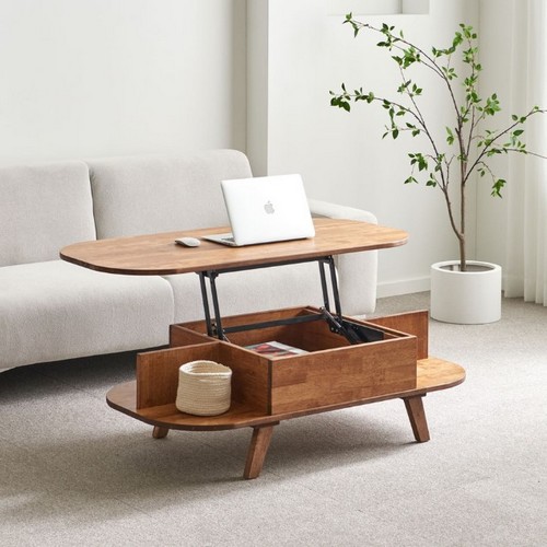 퍼니아트 델리자 원목 리프트업 거실 소파 테이블 1200