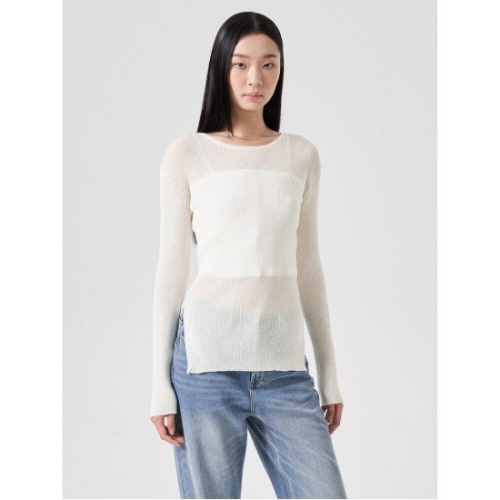  에잇세컨즈 시스루 긴소매 니트 화이트 324851LYC1