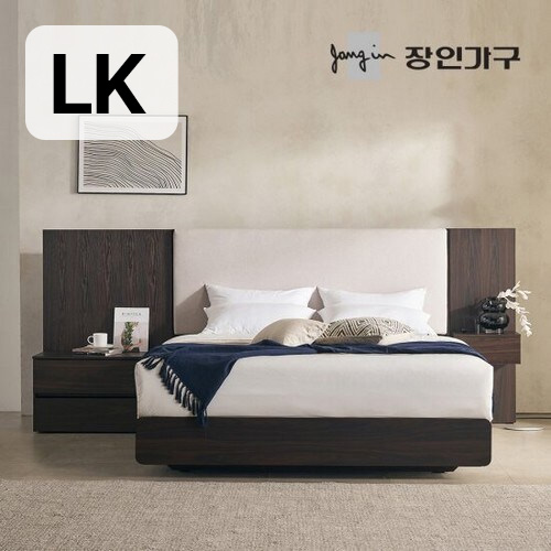 장인가구 까르뎅차콜 패브릭 호텔 평상형 LED침대 LK+400협탁+800협탁 (유로탑독립)_이미지