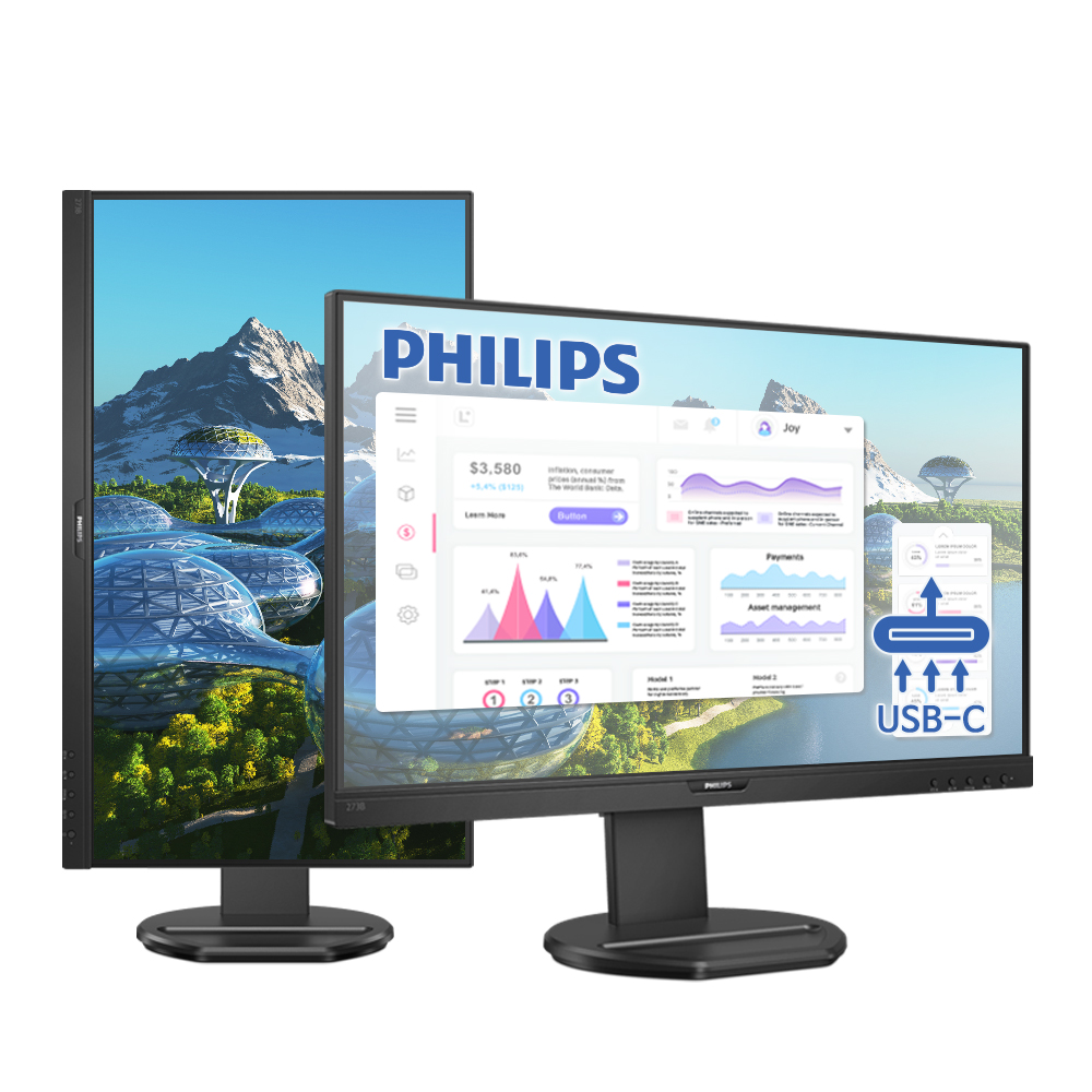 필립스 273B9 USB-C 프리싱크 높낮이 시력보호 무결점_이미지