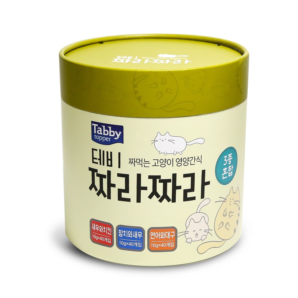 테비토퍼 짜라짜라 새우와치킨 참치와새우 연어와대구 1.2kg (10g x 120p)