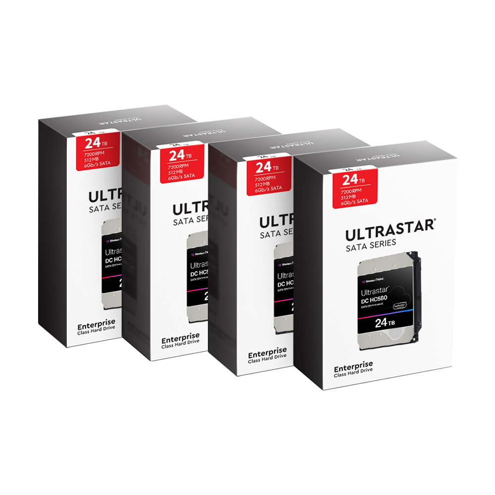 Western Digital Ultrastar DC HC580 박스 패키지 7200/512M WUH722424ALE6L4 (4x24TB)