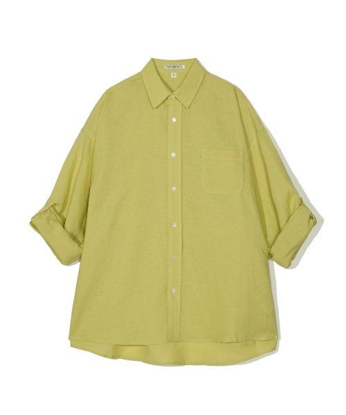 파르티멘토 PARTIMENTO 워싱 린넨 롤업 셔츠 아보카도 Linen Roll up Basic Half Shirt Avocado 4.._이미지