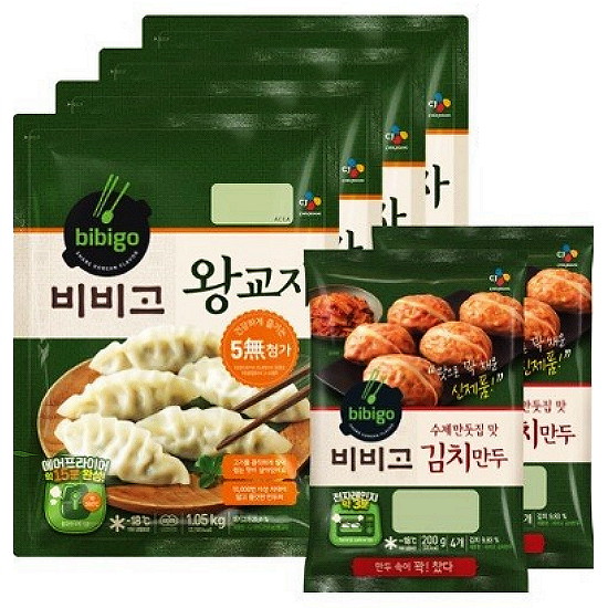 CJ제일제당 비비고 왕교자 1.05kg x 4개+수제만둣집 맛 김치만두 200g x 2개 (1개)_이미지