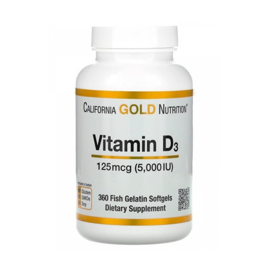 캘리포니아골드뉴트리션 비타민 D3 125mcg (5000IU) 360캡슐 (3개)