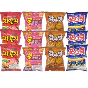 맛있는 이야기 과자 세트 감자깡/꿀꽈배기/포스틱/자갈치 12봉지 종류당 3봉지