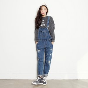 [불명] 캐쥬얼 서스펜더 데님 멜빵 팬츠 캐주얼 귀여운 빈티지 데미지 청바지 JS이미지입니다. 누르면 해당 게시물로 새창이동합니다.