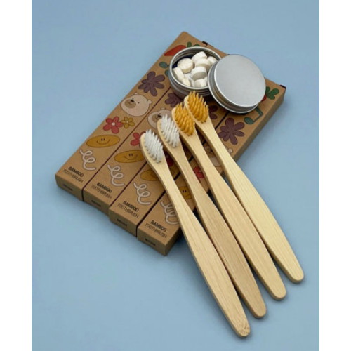 오하우 대나무 칫솔 4개 + 고체치약 10정