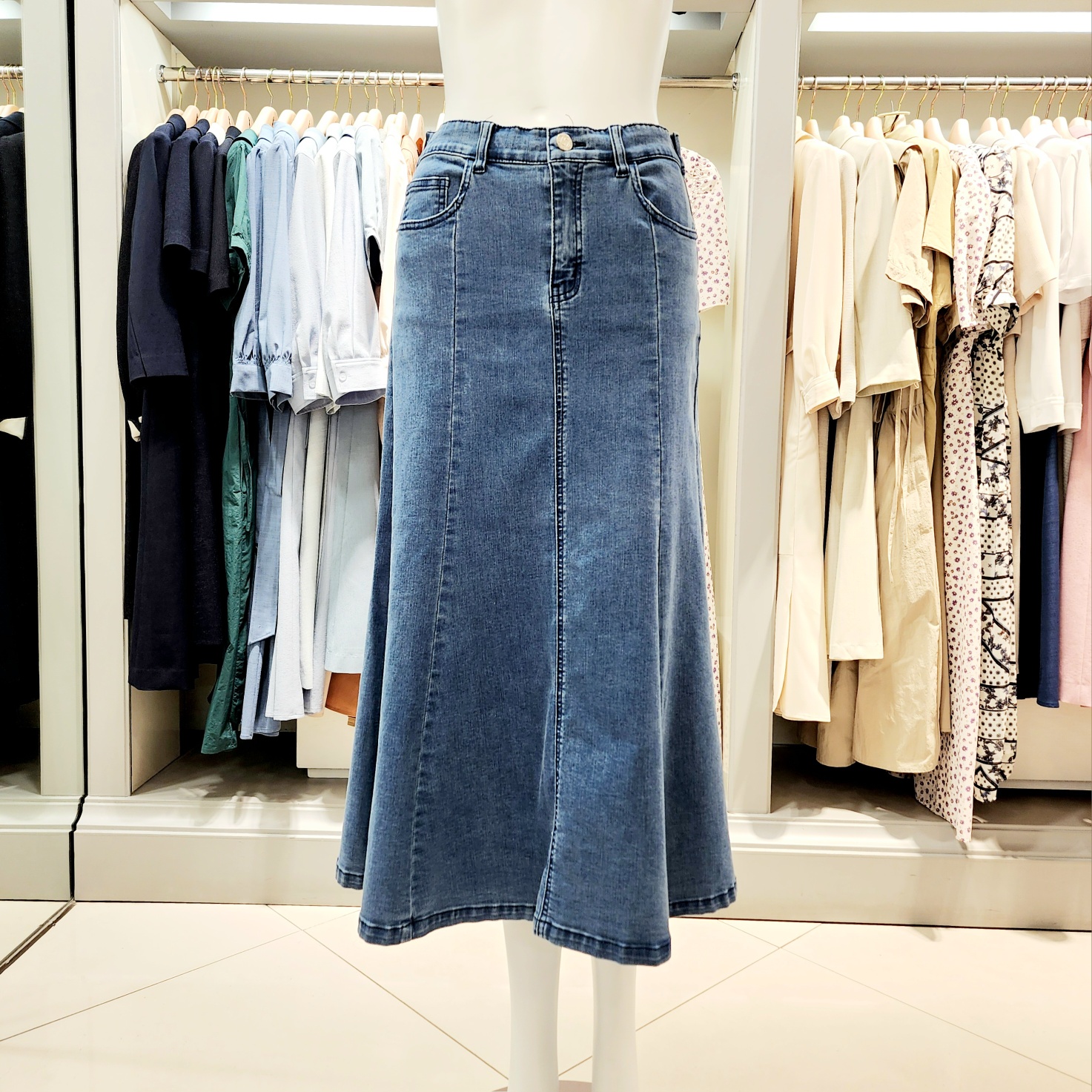 숲(SOUP) 뒷밴딩 데님 스커트 OB3DST2_이미지