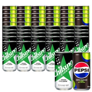 롯데칠성음료 펩시콜라 제로 라임 210ml + 칠성사이다 제로 210ml이미지입니다. 누르면 해당 게시물로 새창이동합니다.