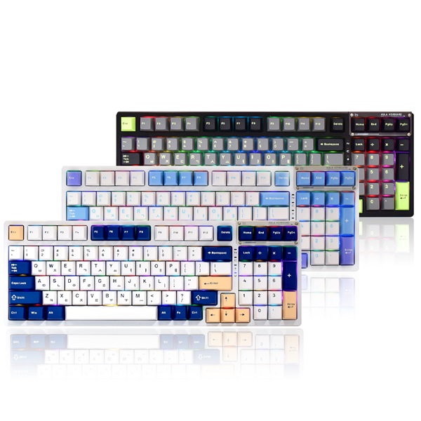 AULA F98 PBT RGB 풀윤활 유무선 기계식 블랙 그레이 그린 한글 (회목축)_이미지