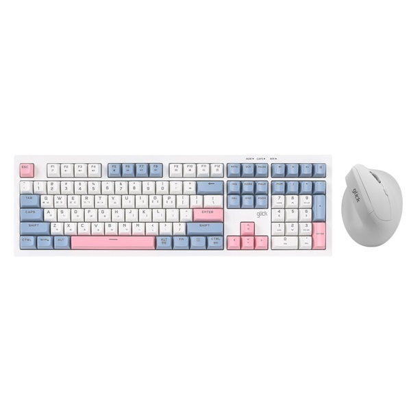 지클릭커 OFFICEPRO WMK700 사일런스 M 108 무선 키보드 마우스 세트 (Sky Pink)_이미지