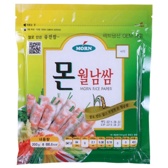 엠앤에프 몬(MORN) 월남쌈 16cm 사각 200g (48개)_이미지