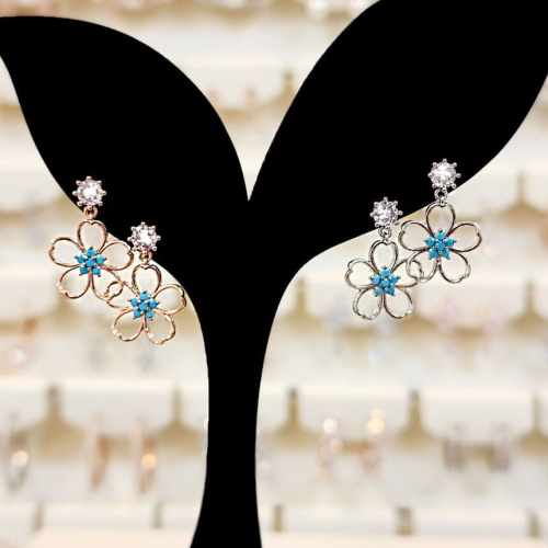 터키석 센실플라워 은침귀걸이 FP1251