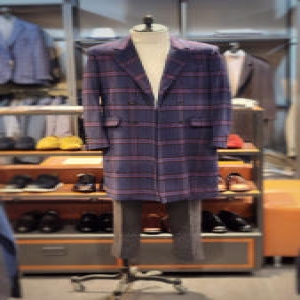 워모 F/W 바루리 블루 체크 더블 코트BROT8070_이미지