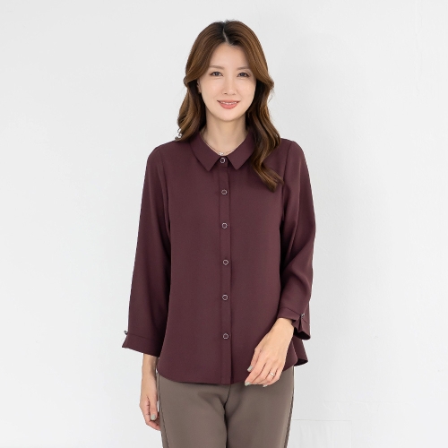 모슬린 엄마옷 50대 중년여성의류 엄마옷 카라 오픈 무지 긴팔 블라우스 BL510048 여성의류 빅사이즈 4060