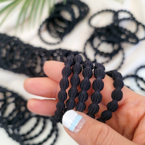 이쁨달다 국산 땅콩 머리끈 도톰 짱짱 두꺼운 피넛 슈슈 검정 칼라 헤어링 10개 MADE IN KOREA SO무4 피넛 블랙 10입_이미지