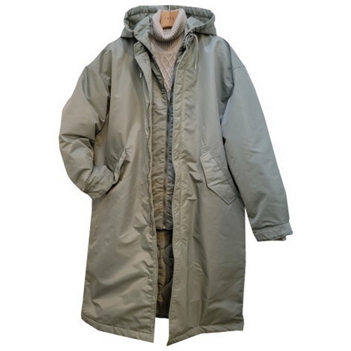 인디에프 테이트 후드 탈부착 누빔 롱점퍼 KABW0-UHH150