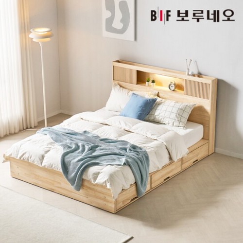 피오 3서랍 원목 수납헤드 침대 D