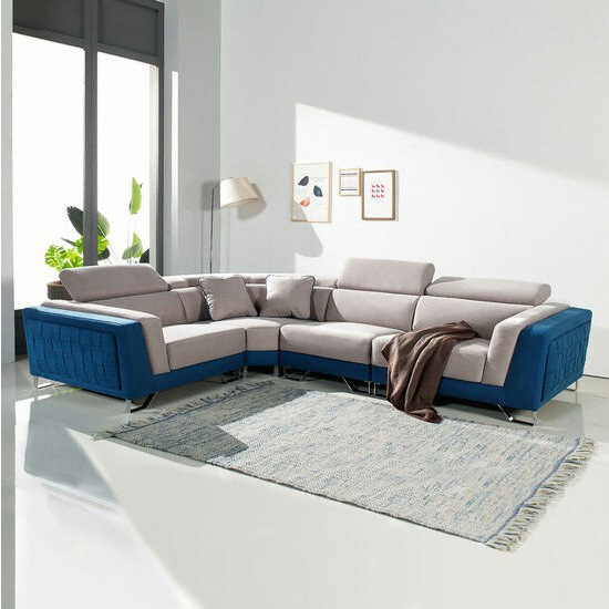 소티디자인 플렉스 코너 헤드틸팅 아쿠아 스웨이드 패브릭 소파 6인용