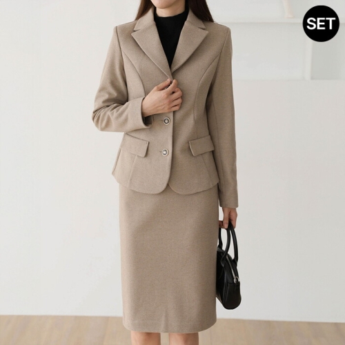 모리스커밍홈 SET 투버튼 카라 정장 스커트 셋업_M2512SE098D