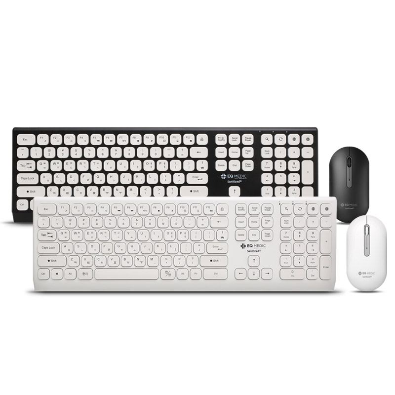 이큐웨어 이큐메딕 Sanitize-WS5 항균 펜타그래프 무선 키보드 마우스 세트 (블랙)_이미지