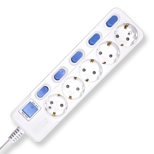 멀티탭코리아 탭스온 5구 16A 메인 개별 스위치 과부하차단 멀티탭 (1.5m)