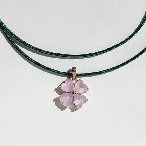 에버링 14K 금 네잎 클로버 퍼플티 행운 실키 체인 목걸이_NYPK42501V 주문제작 핑크gold_이미지