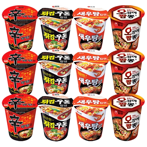 신라면소컵3개+튀김우동소컵3개+새우탕소컵3개+오징어짬뽕소컵3개