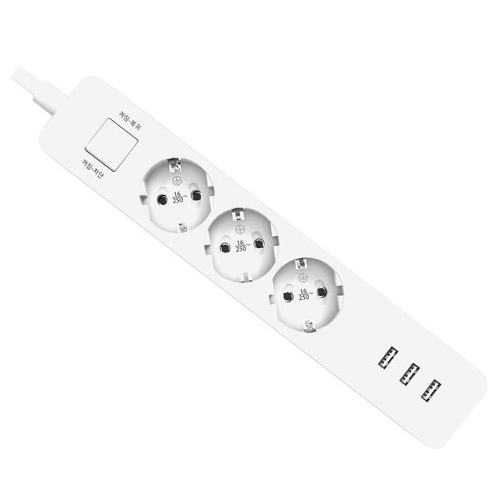 샤오미 칭미 3구 16A USB 메인스위치 멀티탭