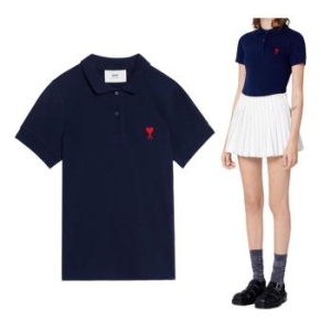  아미 체인스티치 하트로고 반팔 카라티_FPL001 760 001