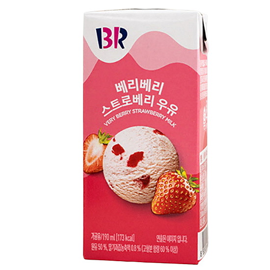 배스킨라빈스 베리베리 스트로베리 우유 190ml (멸균) (6개)