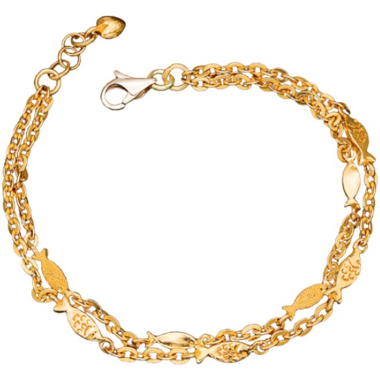 한국표준금거래소 순금 트윈 물고기 체인 팔찌 7.5g (1개)_이미지