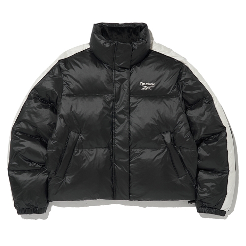 리복 글로시 패널드 크롭 다운 자켓 REJU4FD55BK